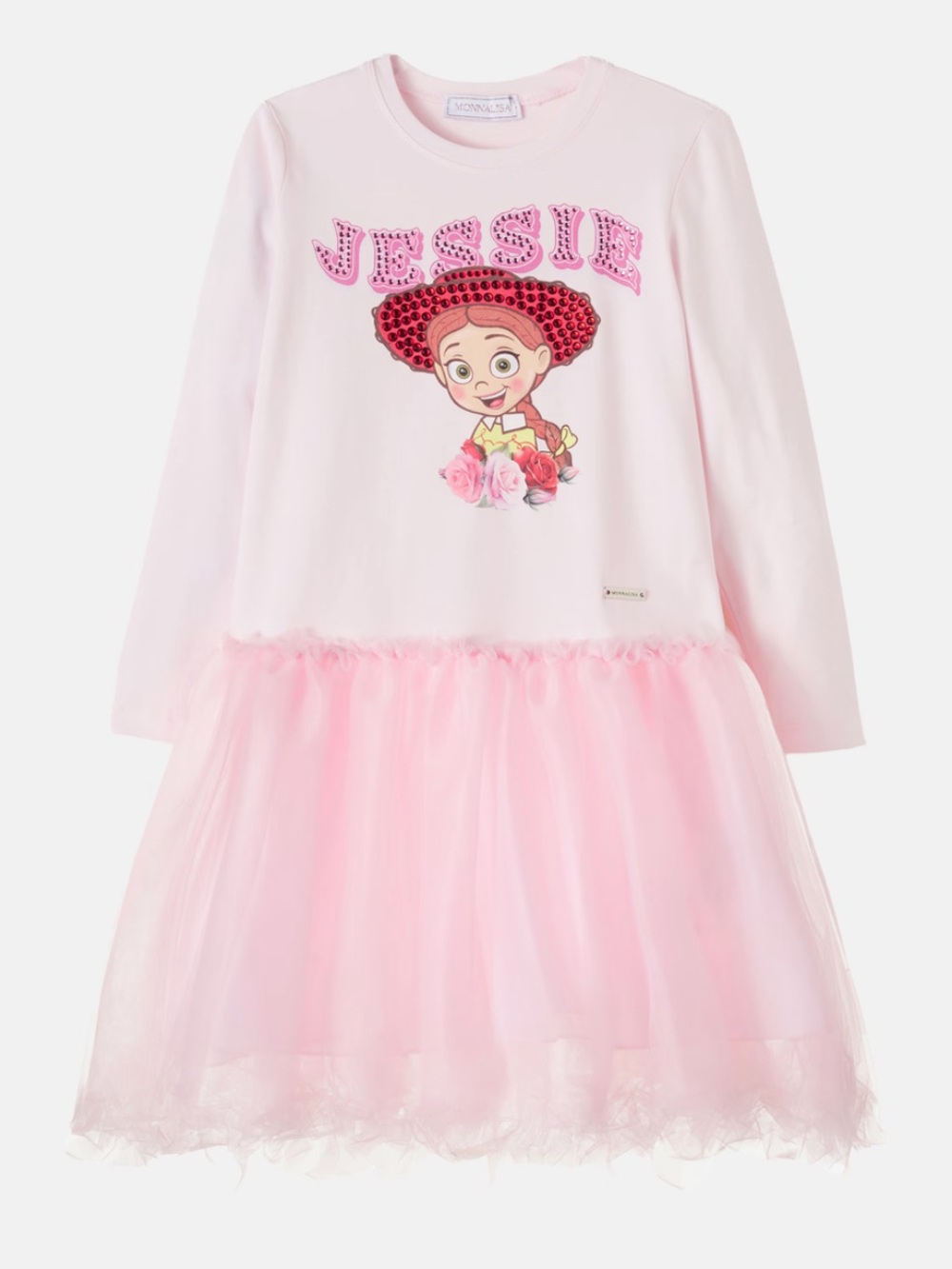 Monnalisa Disney Jessie Pink Tulle Dress Girls Long Sleeve Embellished size12